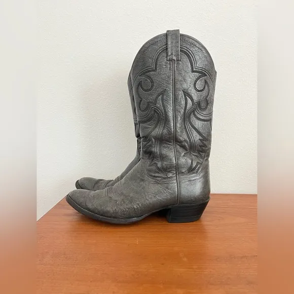 Vintage Panhandle Slim Cowboy Boots Leather Black Gray 10.5D Mens