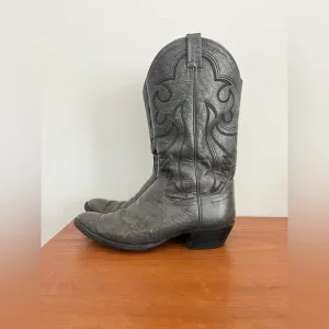 Vintage Panhandle Slim Cowboy Boots Leather Black Gray 10.5D Mens