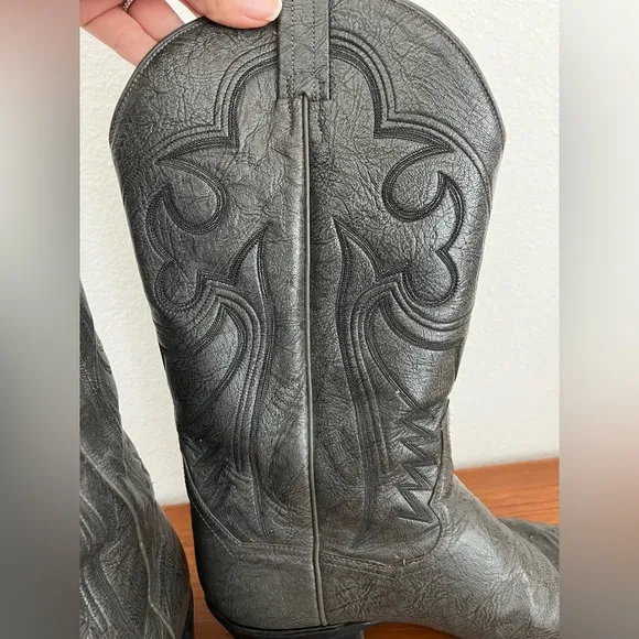 Vintage Panhandle Slim Cowboy Boots Leather Black Gray 10.5D Mens