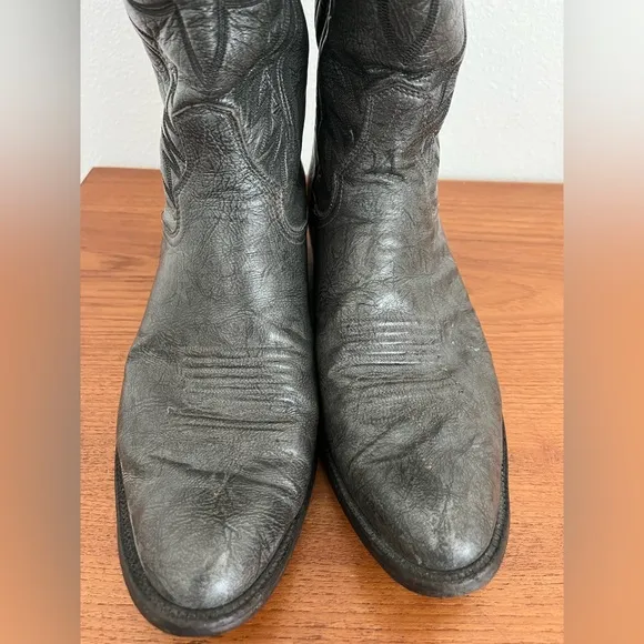 Vintage Panhandle Slim Cowboy Boots Leather Black Gray 10.5D Mens