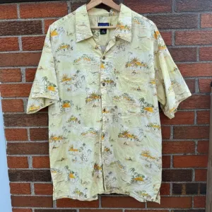 Vintage Patagonia Organic Cotton AC Print Beach Hawaiian Shirt Mens Large 53304