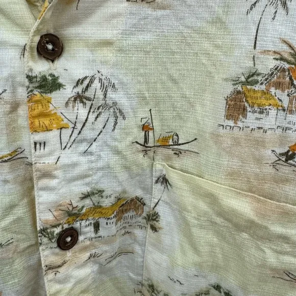 Vintage Patagonia Organic Cotton AC Print Beach Hawaiian Shirt Mens Large 53304