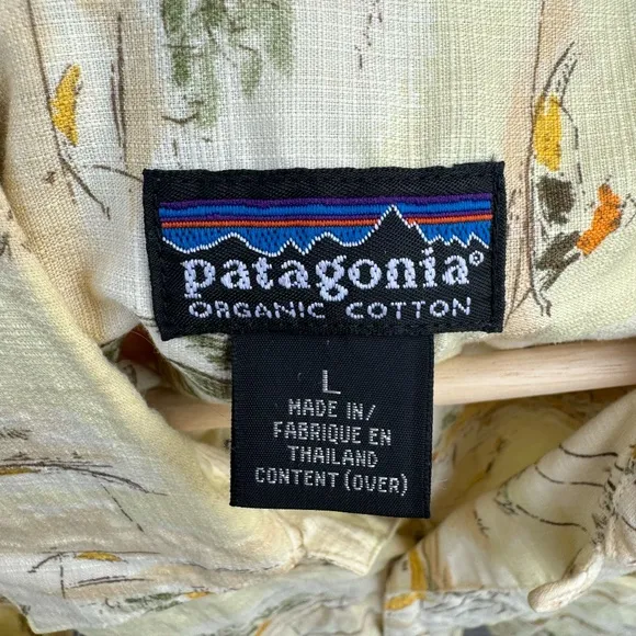 Vintage Patagonia Organic Cotton AC Print Beach Hawaiian Shirt Mens Large 53304