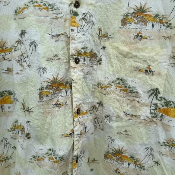Vintage Patagonia Organic Cotton AC Print Beach Hawaiian Shirt Mens Large 53304