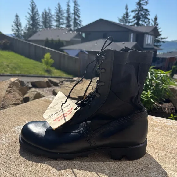 Vintage RO Search Black Leather Military US Army Combat Boots Men's 11 1/2 R NEW