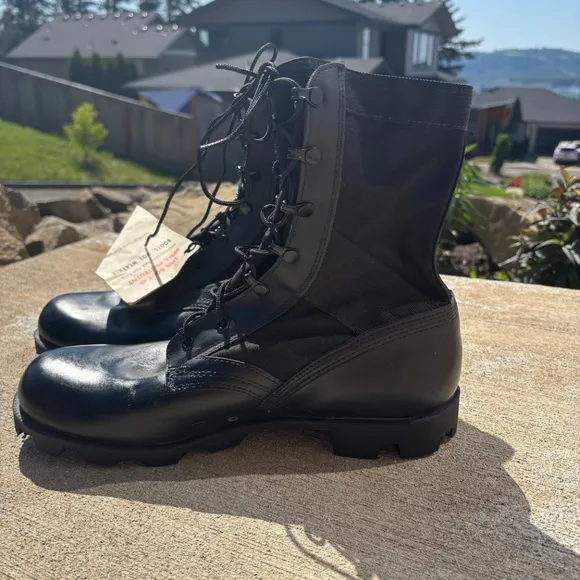 Vintage RO Search Black Leather Military US Army Combat Boots Men's 11 1/2 R NEW