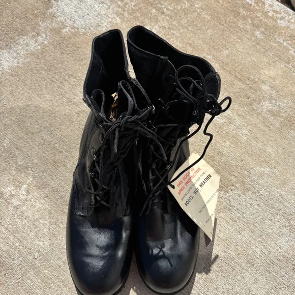 Vintage RO Search Black Leather Military US Army Combat Boots Men's 11 1/2 R NEW