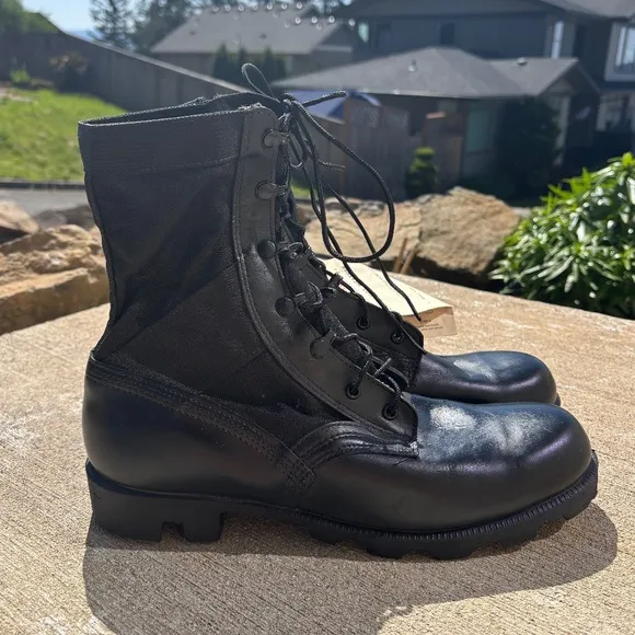 Vintage RO Search Black Leather Military US Army Combat Boots Men's 11 1/2 R NEW