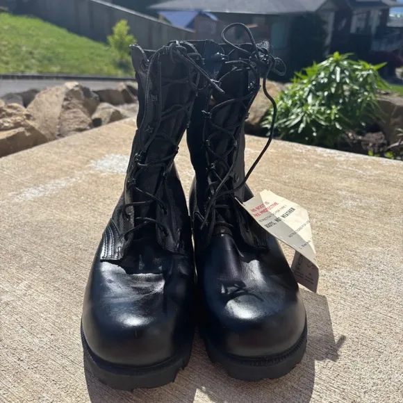 Vintage RO Search Black Leather Military US Army Combat Boots Men's 11 1/2 R NEW