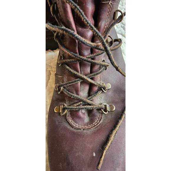 Vintage Sebago Drysides Leather Waterproof Hiking Boots Men 9.5 Womens 11 Maroon