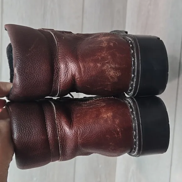 Vintage Sorel Women Y2K Brown Canada Leather Boots Shoes Square Toe Shoes Sz 8M