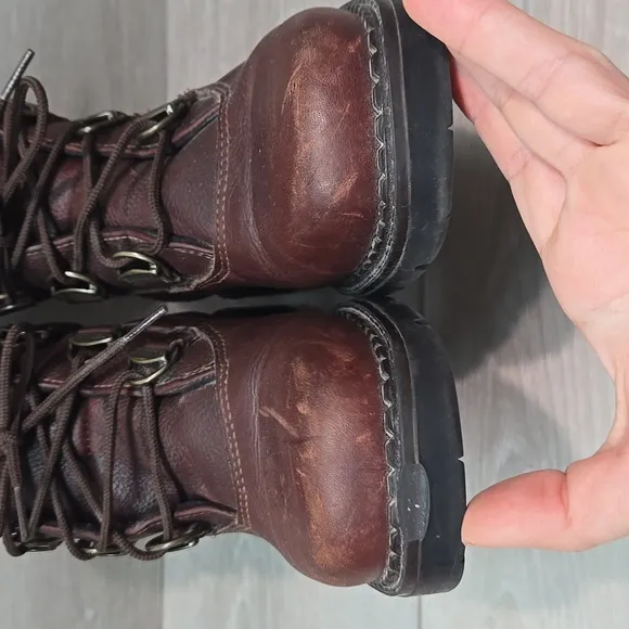 Vintage Sorel Women Y2K Brown Canada Leather Boots Shoes Square Toe Shoes Sz 8M