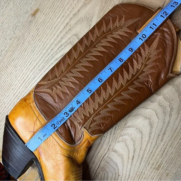 Vintage Tony Lama Marble Leather Two Tone Brown Western Cowboy Boots Women’s 6