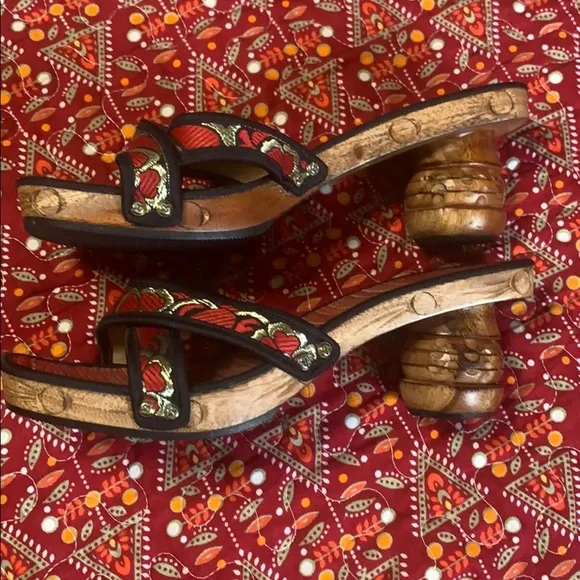 Vintage wood sole shoes
