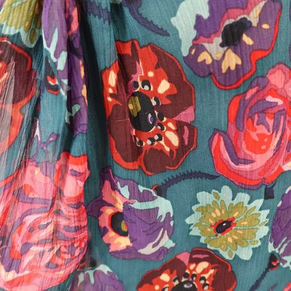 Vintage Y2K Betsey Johnson Floral Silk  Babydoll Strapless Dress 6 Made in USA