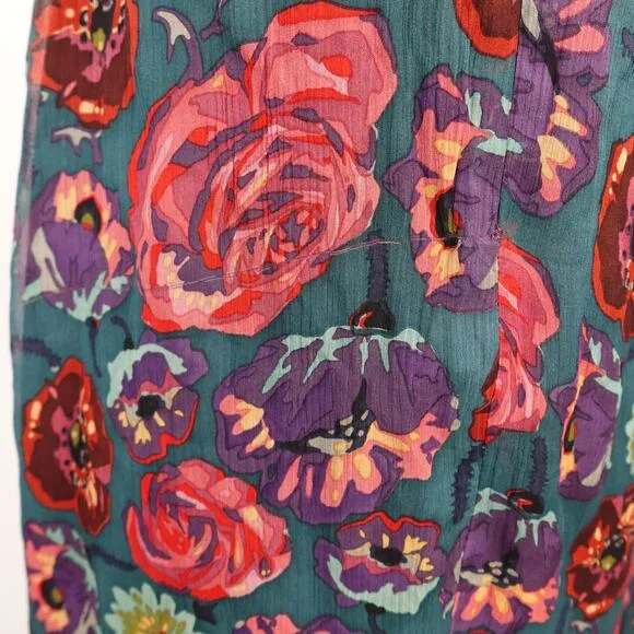 Vintage Y2K Betsey Johnson Floral Silk  Babydoll Strapless Dress 6 Made in USA