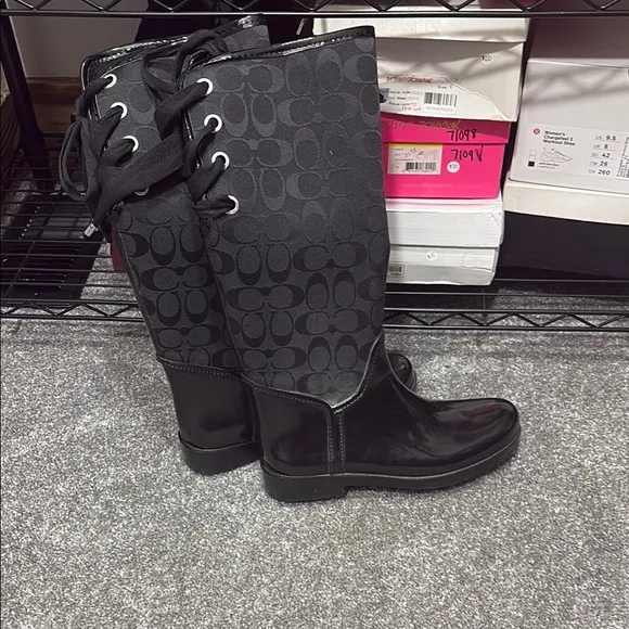 Vintage Y2K Women's Black Coach Rain Boots