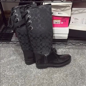Vintage Y2K Women's Black Coach Rain Boots