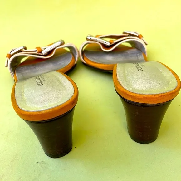 Vintage yellow/orange Dolce &amp; Gabbana pebbled leather shoes