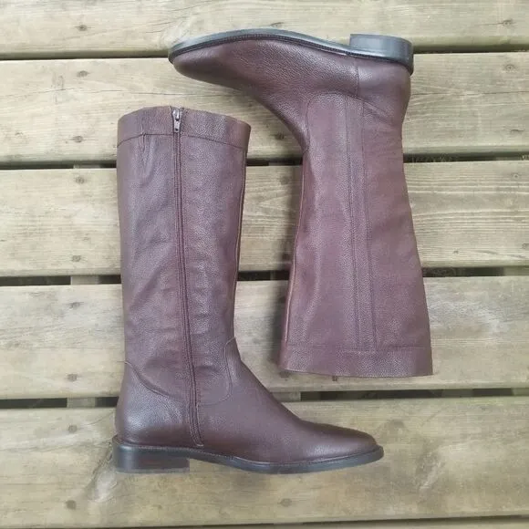 Vintage 90s y2k Eddie Bauer High Definition Brown Leather Equestrian Tall Boots