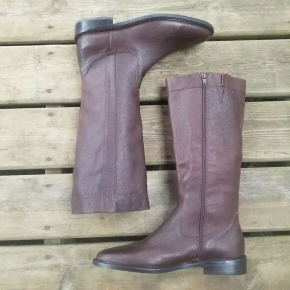 Vintage 90s y2k Eddie Bauer High Definition Brown Leather Equestrian Tall Boots