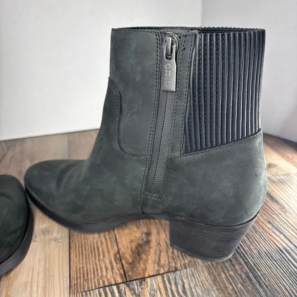 Vionic Boots Womens 8 Shantelle Leather Ankle Heel Classic Comfort Modest Office