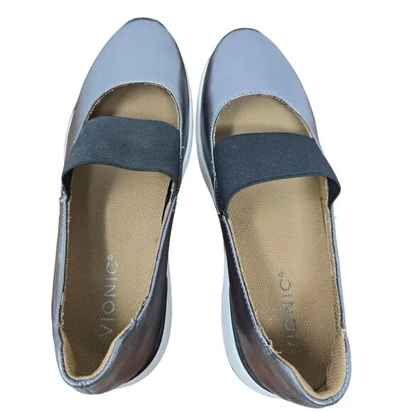 Vionic Cadee Metallic Pewter Mary Jane Women's Slip On Shoe 7