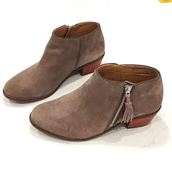 Vionic Joy Serena Greige Kid Suede Ankle Boots Size 7.5