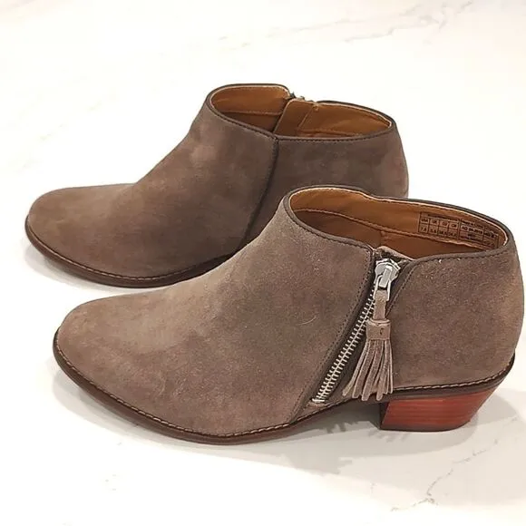 Vionic Joy Serena Greige Kid Suede Ankle Boots Size 7.5