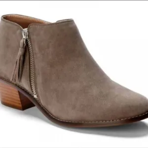 Vionic Joy Serena Greige Kid Suede Ankle Boots Size 7.5