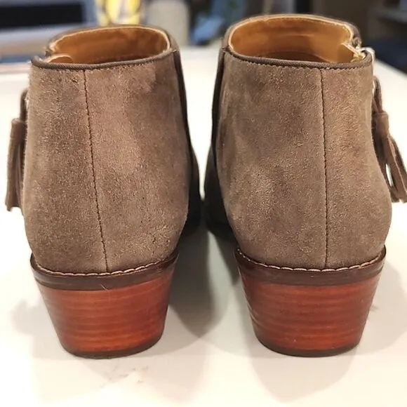 Vionic Joy Serena Greige Kid Suede Ankle Boots Size 7.5