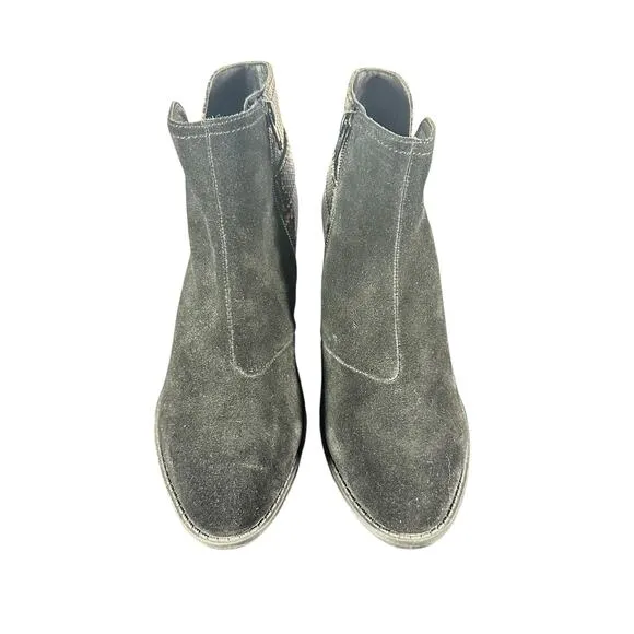 Vionic Naomi Black Snake Print Suede Sz 8 Heel Comfort Ankle Booties boot