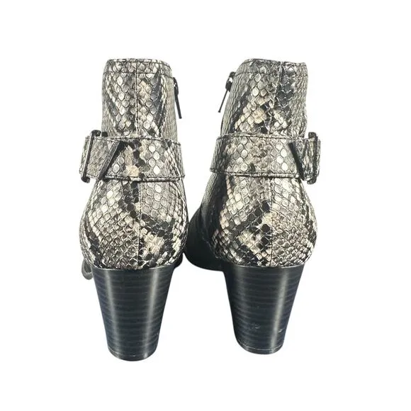 Vionic Naomi Black Snake Print Suede Sz 8 Heel Comfort Ankle Booties boot