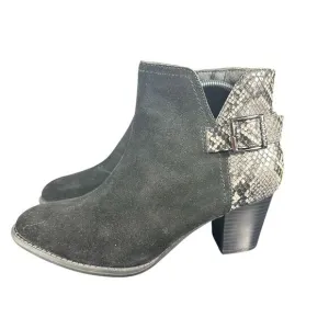 Vionic Naomi Black Snake Print Suede Sz 8 Heel Comfort Ankle Booties boot