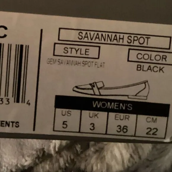 Vionic Savannah Spot Black‎ flat size 5 NWB