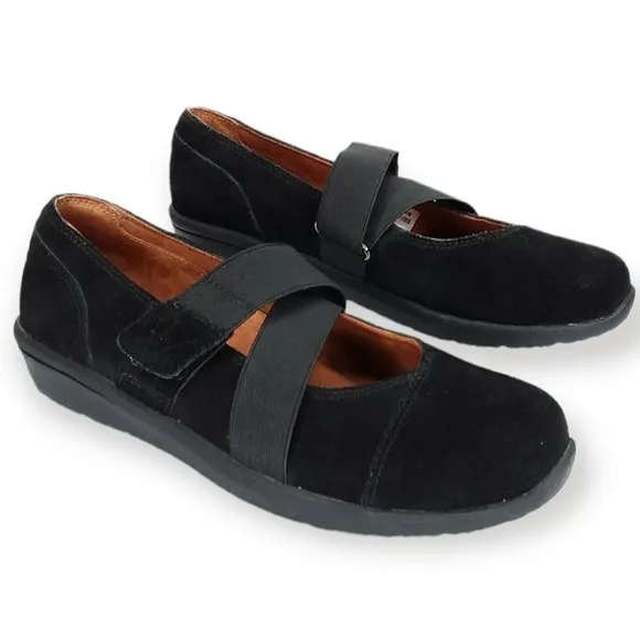 Vionic Shelby Mary Jane Shoes Size 6 Black Suede Leather Comfort NWOT