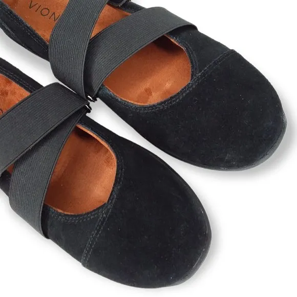 Vionic Shelby Mary Jane Shoes Size 6 Black Suede Leather Comfort NWOT