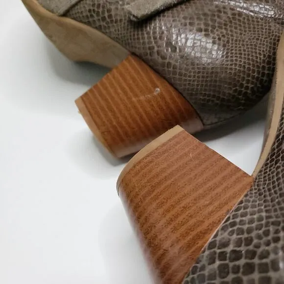 Vionic Upright Anne Ankle Boots Suede Comfort Snakeskin Embossed Women 6.5
