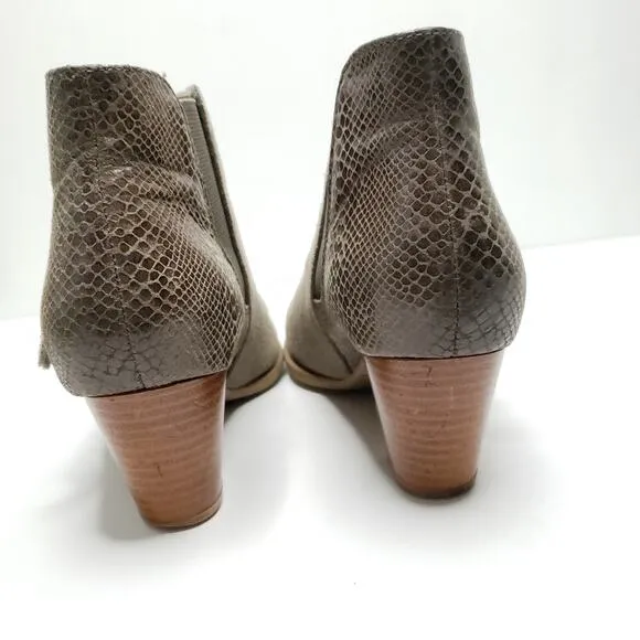 Vionic Upright Anne Ankle Boots Suede Comfort Snakeskin Embossed Women 6.5