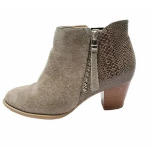 Vionic Upright Anne Ankle Boots Suede Comfort Snakeskin Embossed Women 6.5