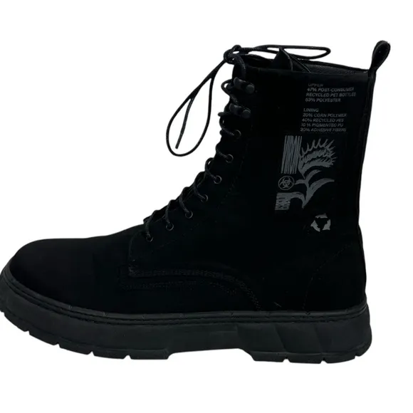 Viron Vegan Faux Suede Army Surplus Black Boots Mens US 13 - EU 47 Casual