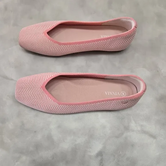 VIVAIA Pink Chevron Square Toe Slip On Pink Blend Shoes Size 39.5
