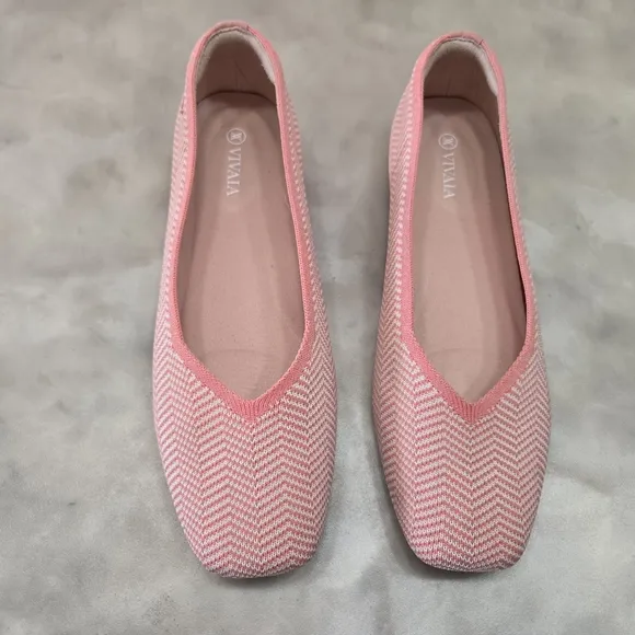 VIVAIA Pink Chevron Square Toe Slip On Pink Blend Shoes Size 39.5