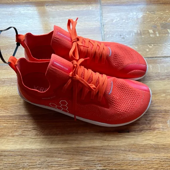 Vivobarefoot Womens Primus Lite Sz 39/8 US Knit Mesh Shoes Flame Orange NWOB