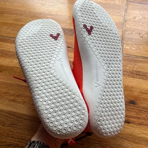 Vivobarefoot Womens Primus Lite Sz 39/8 US Knit Mesh Shoes Flame Orange NWOB