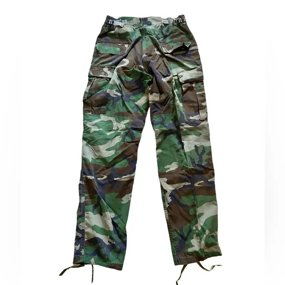 Vtg Army Military Fatigue Cargo Olive Green Cargo Camo Utility Button Fly Pants
