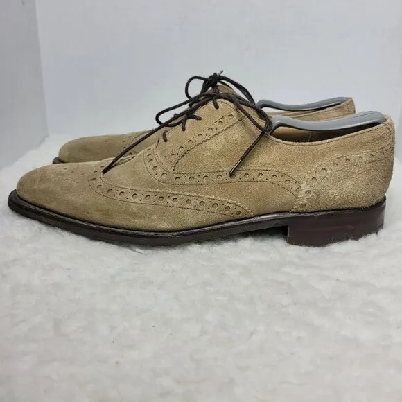 Vtg Cole Haan Mens Oxford Shoes Size 9.5 Tan Suede Wingtip Danite Sole
