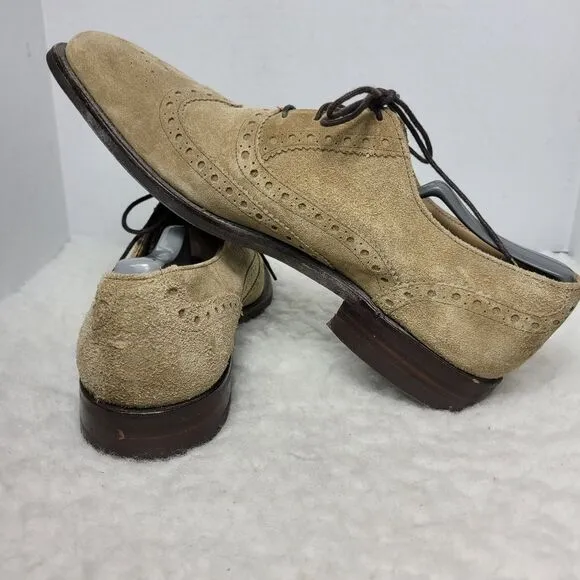 Vtg Cole Haan Mens Oxford Shoes Size 9.5 Tan Suede Wingtip Danite Sole