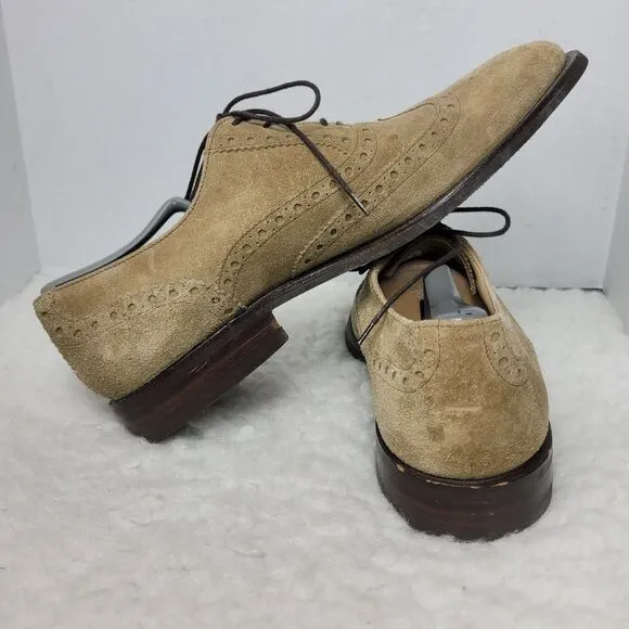 Vtg Cole Haan Mens Oxford Shoes Size 9.5 Tan Suede Wingtip Danite Sole