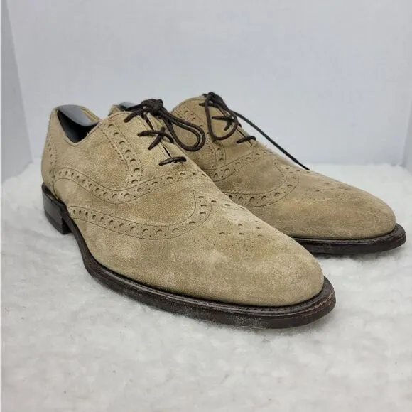 Vtg Cole Haan Mens Oxford Shoes Size 9.5 Tan Suede Wingtip Danite Sole